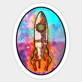 Rocket Ship in Space Sticker